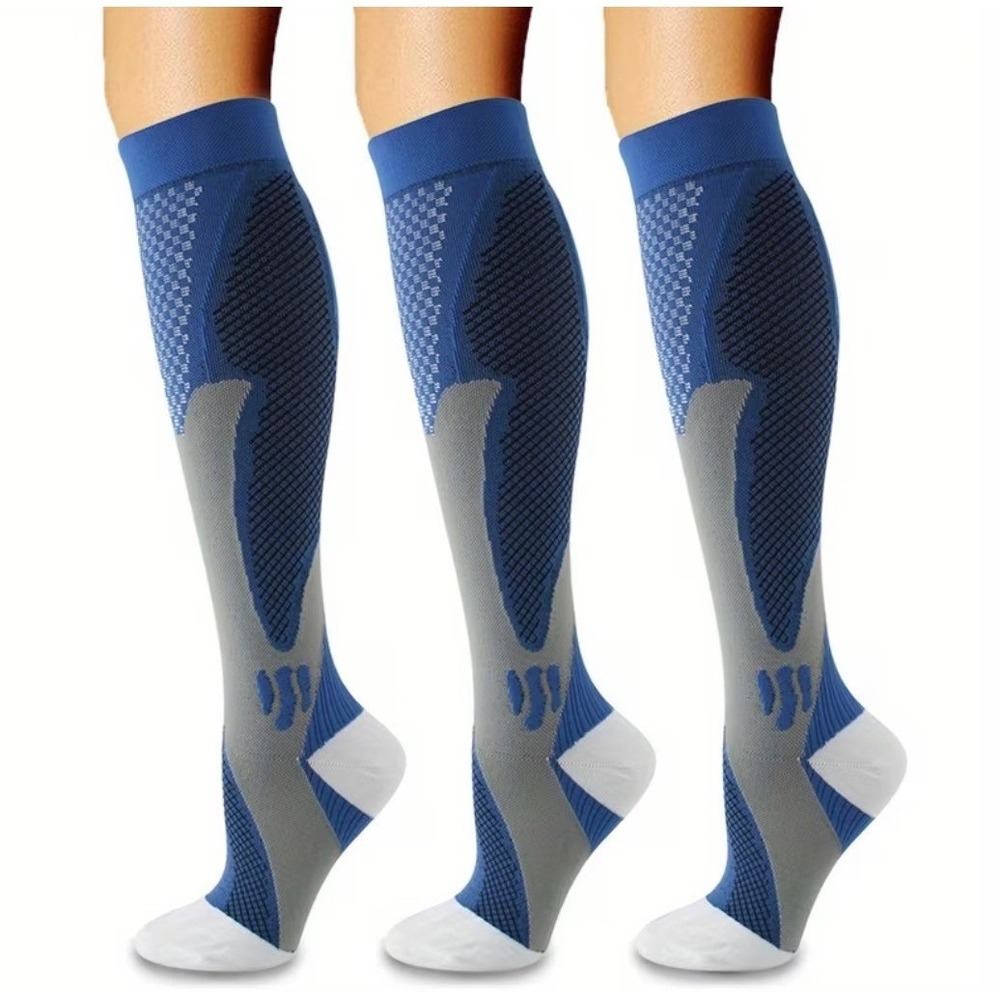 Unisex 20-30 mmHg Compression Socks L/XL Knee High‎ Medical Blue 1 Pair NEW